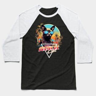 Retro Wave Siamese Cat Miami Shirt Baseball T-Shirt